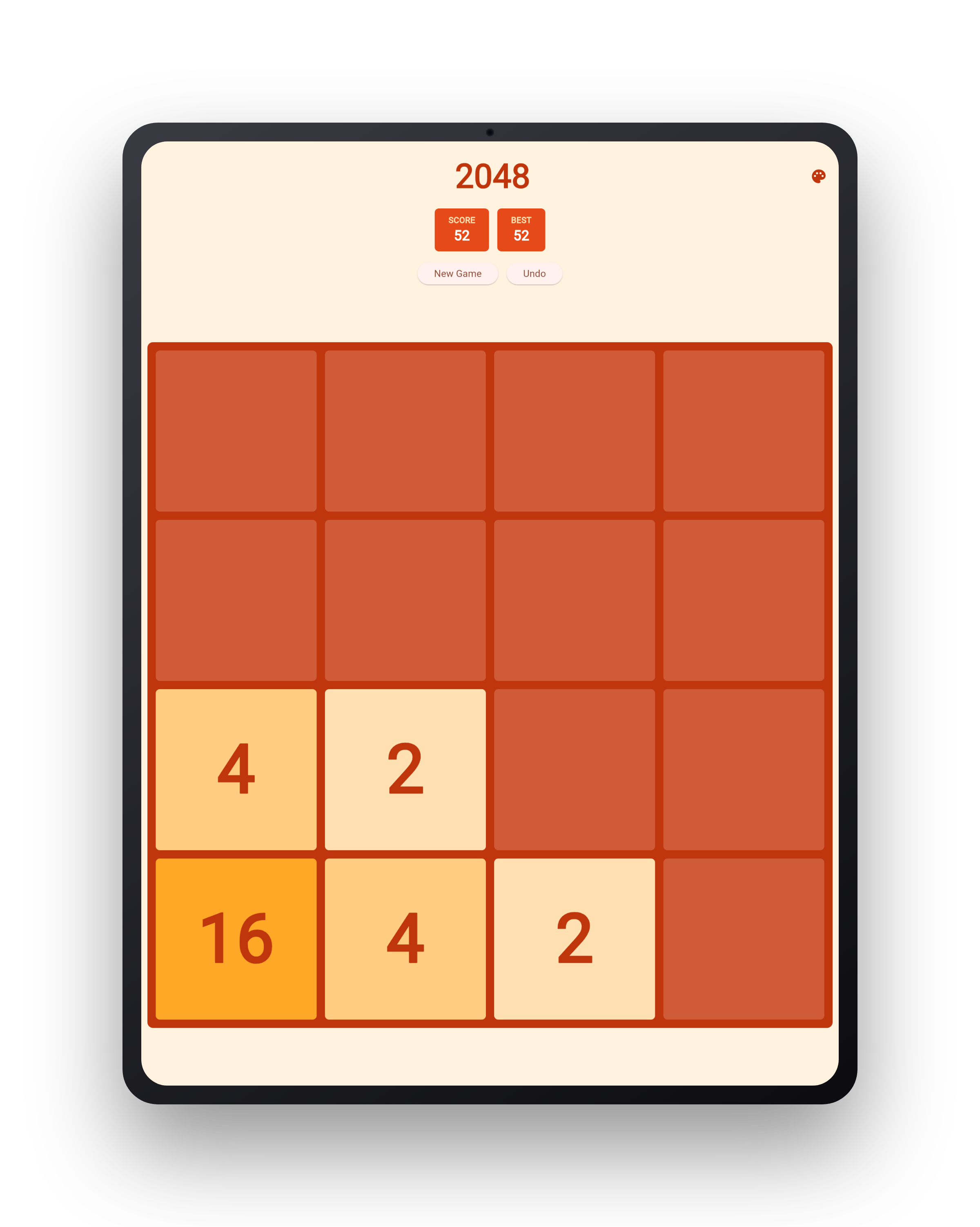 2048 on iPad — Sunset theme