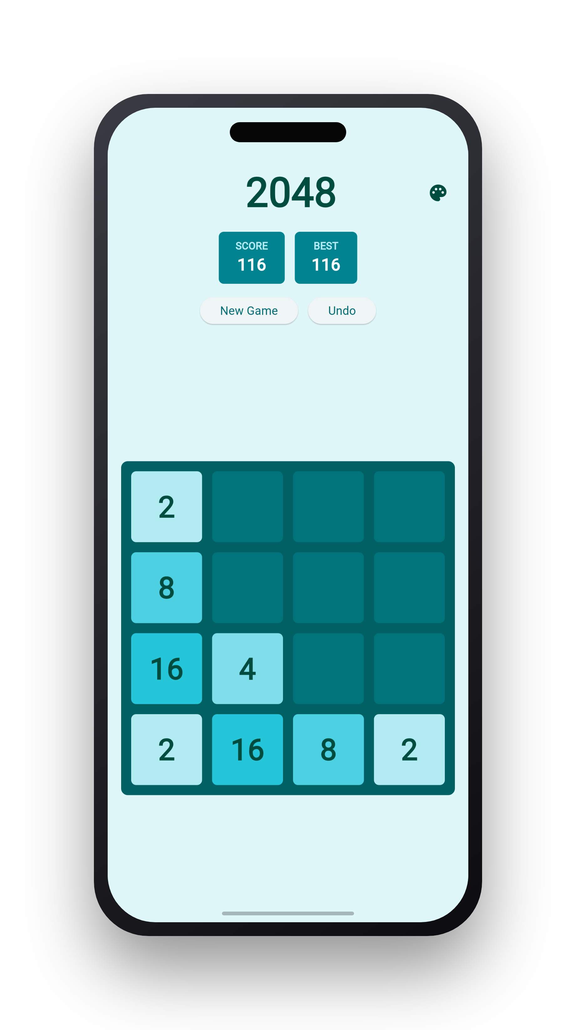 2048 on iPhone — Ocean theme